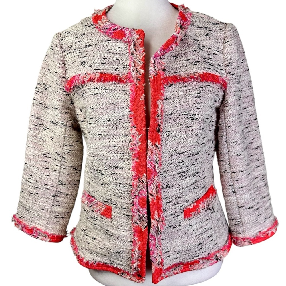 Trina Turk Women's Tweed Blazer with Red Trim
